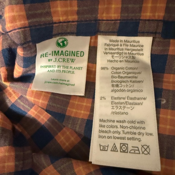 J. Crew Men's Checkered Shirt - Orange and Blue - Picture 8 of 8